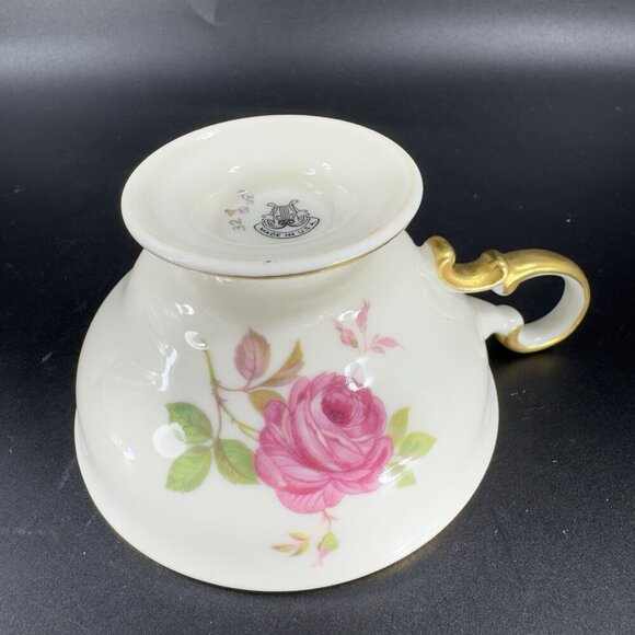Vintage Castleton China Dolly Madison USA Ivory Pink Rose Teacup And Saucer Set - Picture 7 of 14